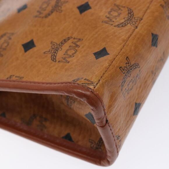 MCM Logogram Vicetos Clutch Bag PVC Leather Brown Gold Auth BA5257